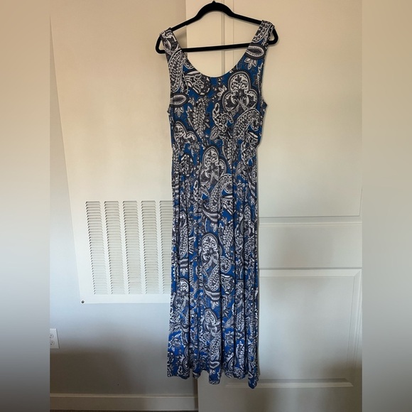 Cynthia Rowley Blue White Black Paisley Maxi Dress - Picture 2 of 6